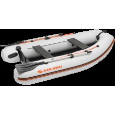 Надувная лодка Колибри КМ-360ДСЛ (Kolibri KM-360DSL) моторная килевая фанерный пайол, светло-серая