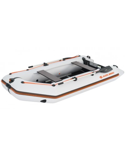 Надувная лодка Колибри КМ-330Д Профи (Kolibri KM-330D Профи) моторная килевая алюминиевый пайол, светло-серая
